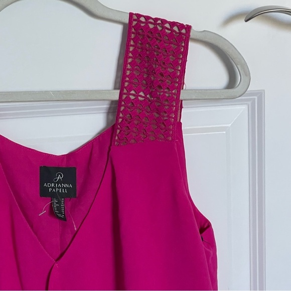 New! Adrianna Papell Sleeveless High-Low Dress in Bright Pink nwt 29578 - Picture 5 of 16